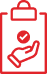 Clipboard with checkmark and hand icon 